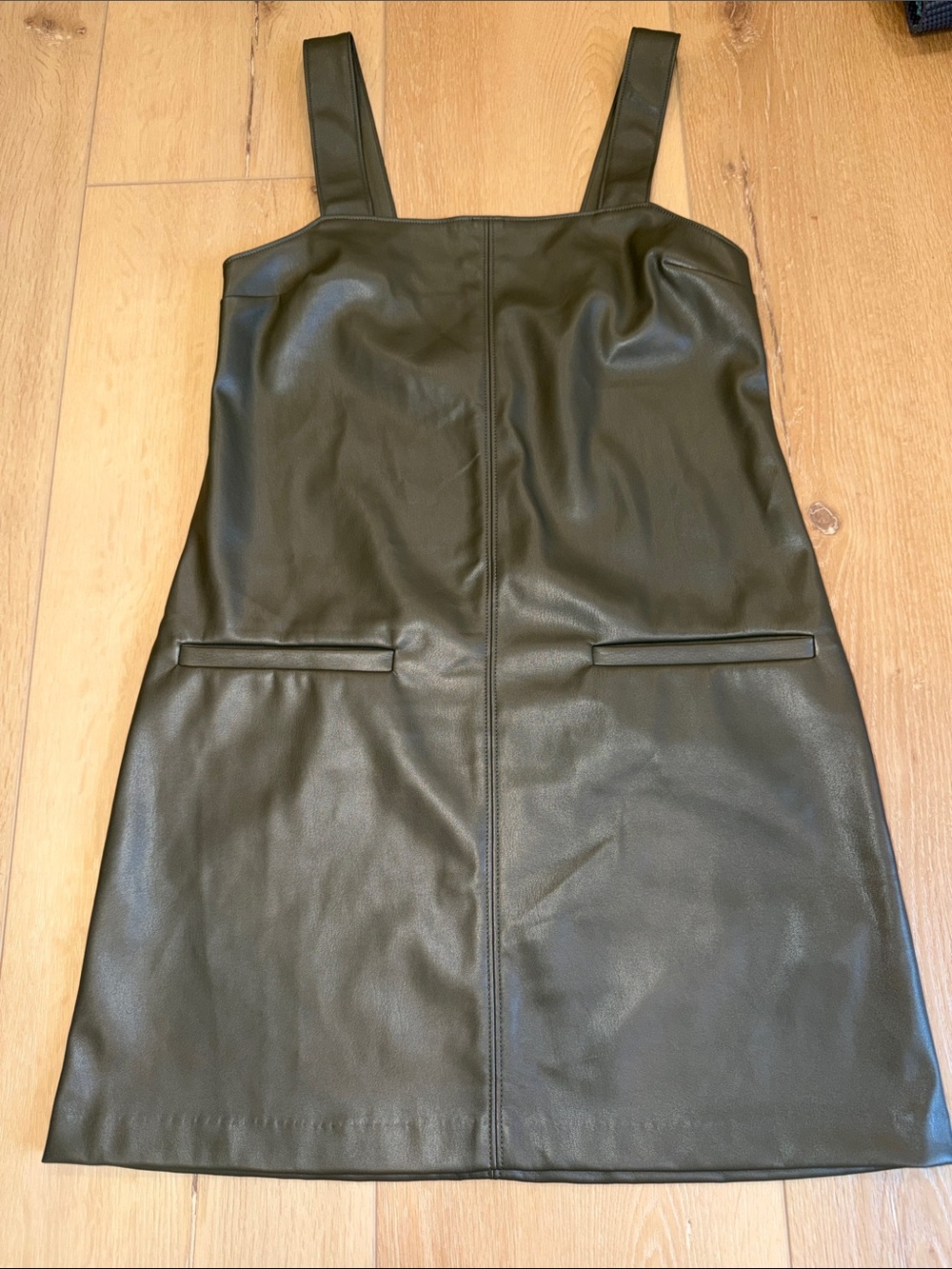 Abercrombie & Fitch Olive Faux Leather Mini Dress
